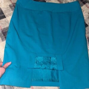 Two (2) Pencil Skirts Liz Claiborne Vibrant Blue 12 & Polka Dot XL Form Fitting